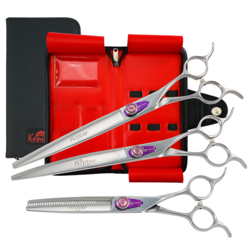 Kenchii Flipper 8.0" set includes 8.0" straight, 8.0" curved, and 46-tooth thinner.