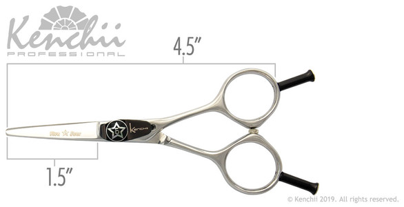 Kenchii Five Star™ 4.5-inch scissor measurements.