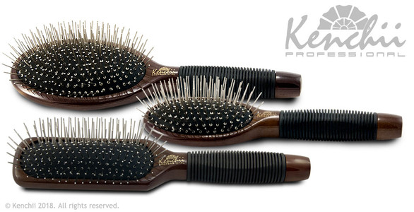 Complete metal pin brush kit with large oval, small oval, and large oblong brushes.