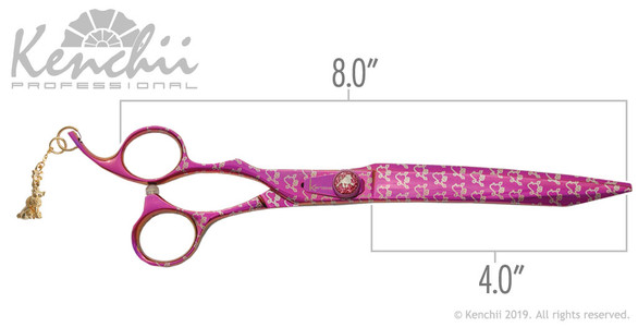 Kenchii Pink Poodle™ lefty 8-inch shear measurements.