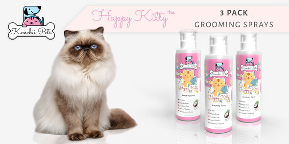 KenchiiPets™ | Happy Kitty™ Grooming Spray - 8oz. | 3 Pack