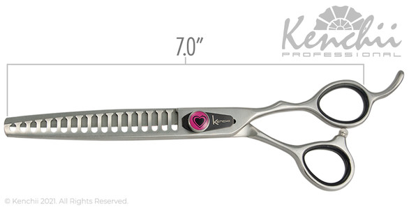 Kenchii Love™ 17-tooth dog grooming blender measurements.