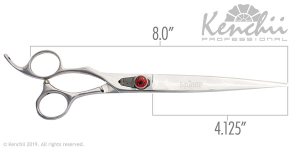 Kenchii Spider 8-inch left-handed pet grooming shear measurements.