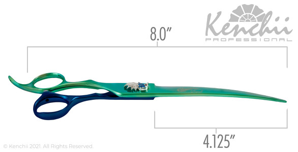 Kenchii Peacock™ 8-inch curved, measurements. - Lefty