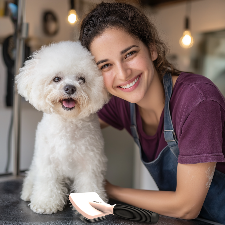 Kenchii Long Pin Slicker Brush Reduce Grooming Time             Salon Grade Precision