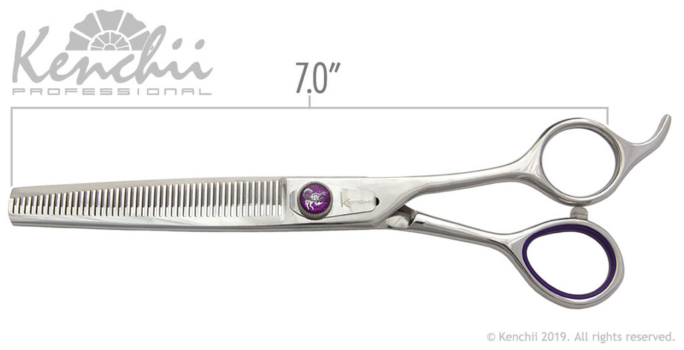 Kenchii Scorpion™ 7-inch 46-tooth grooming thinner measurements.