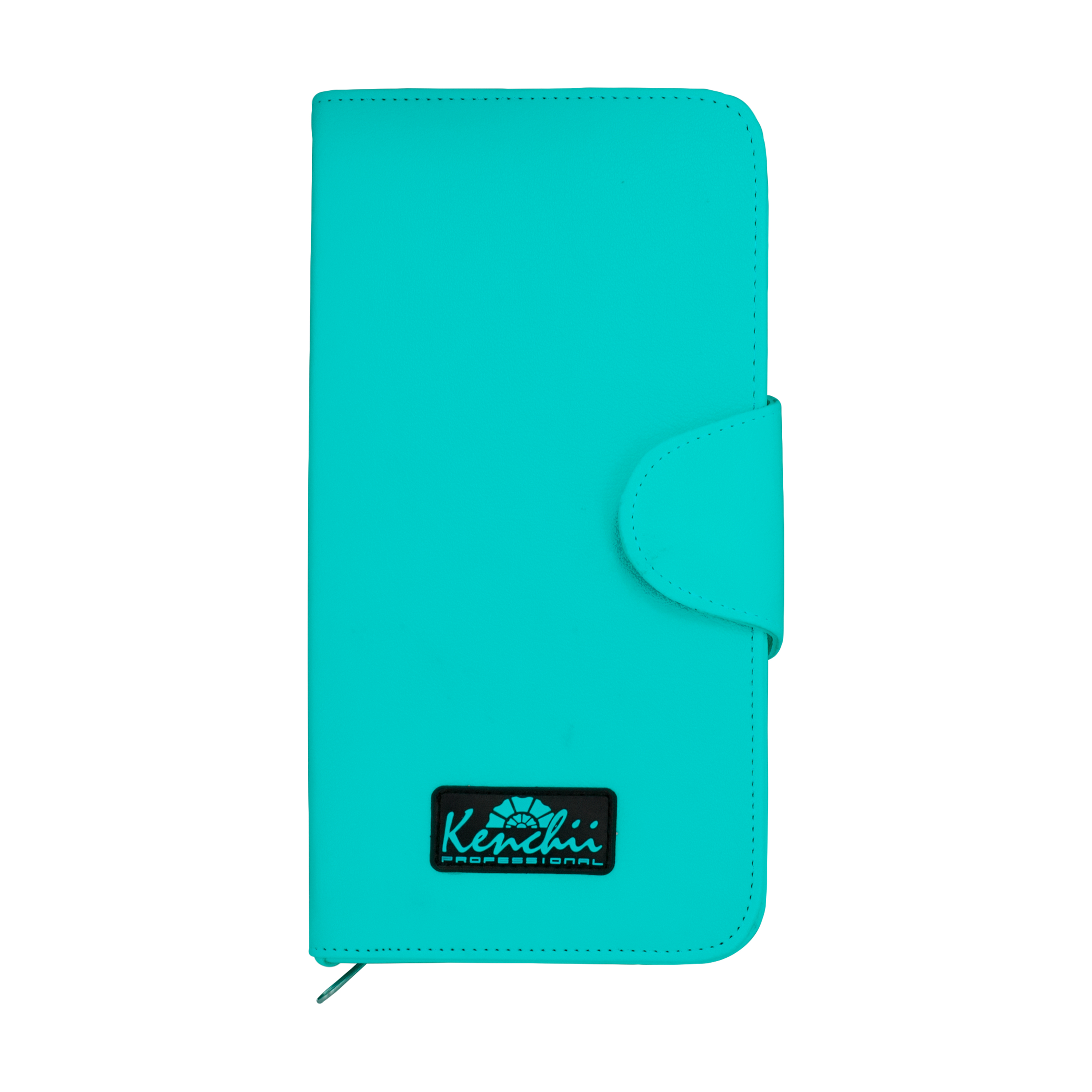 Faux Leather 5-scissor Zipper Case - Turquoise
