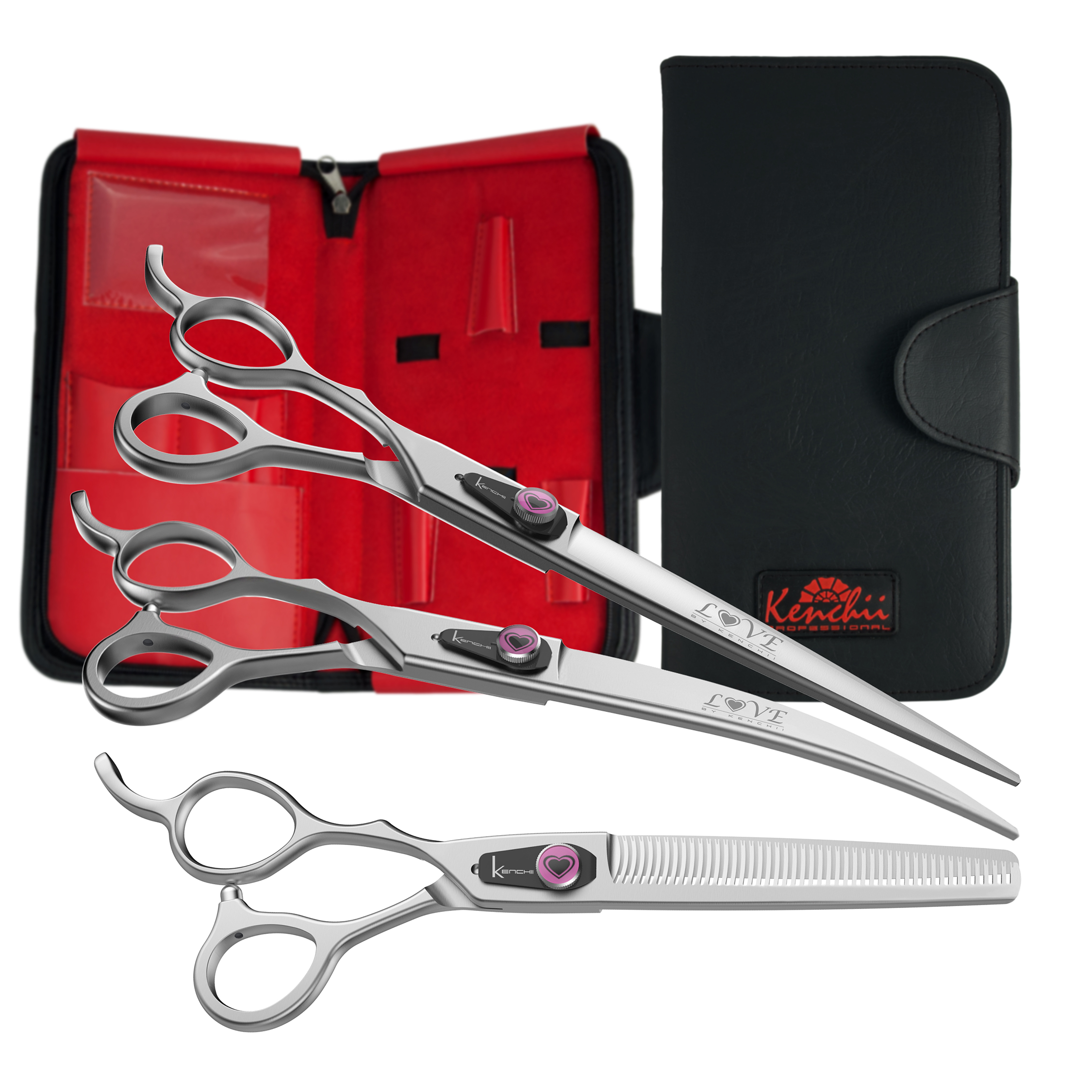 FIRE TIGER/LOVE SO BRIGHT ALICATE等３枚プラス Love | 3-Piece Shears Sets - Lefty - Kenchii Grooming