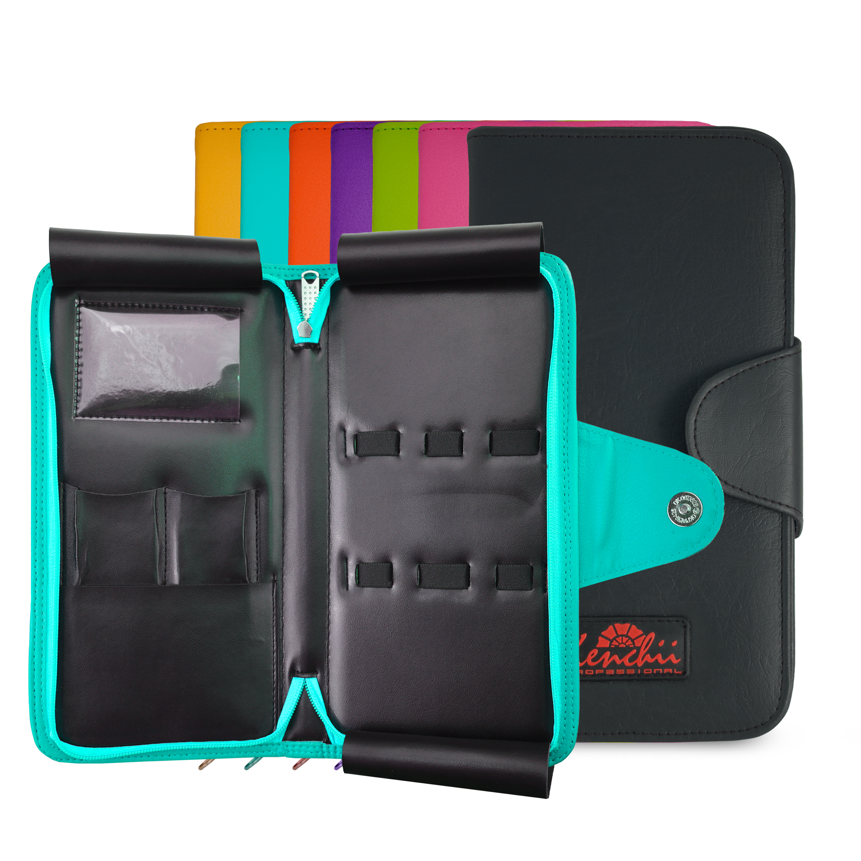 Faux Leather 5-scissor Zipper Case - Kenchii Grooming