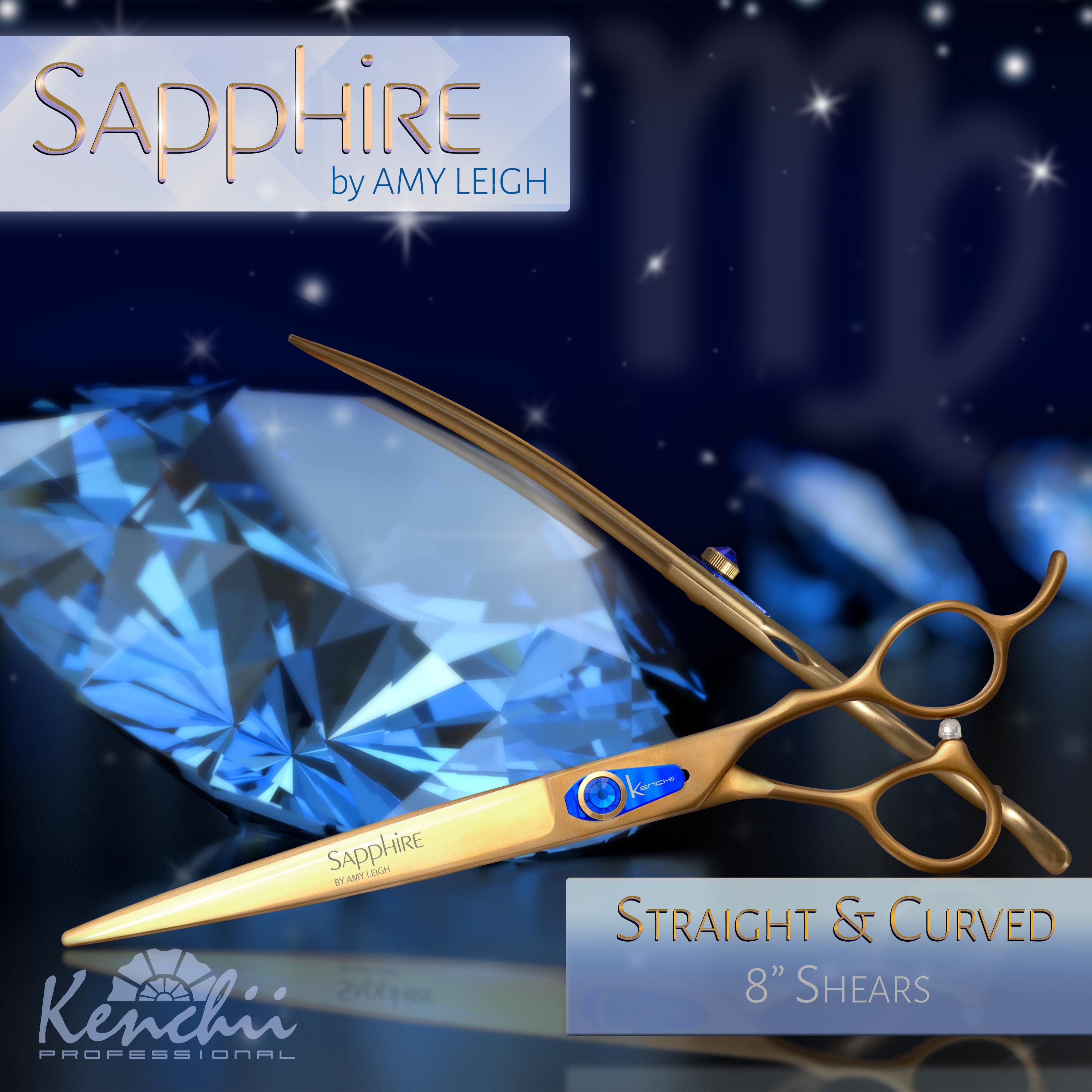 Sapphire™ by Amy Leigh  Sapphire™ Shears Set - with Case - Kenchii Grooming