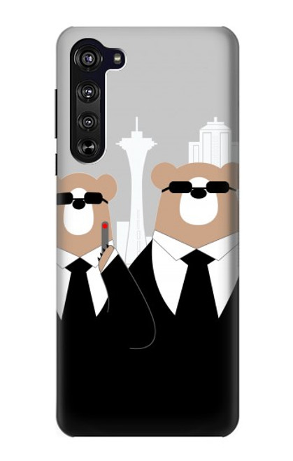 S3557 Bear in Black Suit Case For Motorola Edge