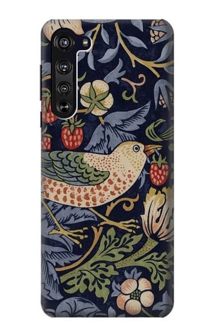 S3791 William Morris Strawberry Thief Fabric Case For Motorola Edge