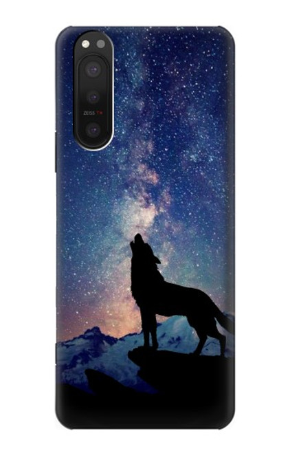 S3555 Wolf Howling Million Star Case For Sony Xperia 5 II