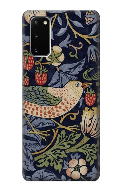 S3791 William Morris Strawberry Thief Fabric Case For Samsung Galaxy S20