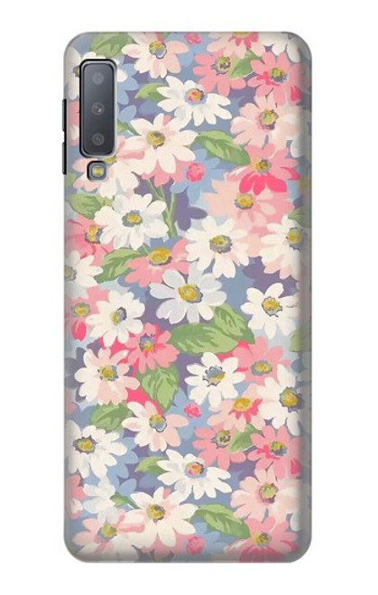 S3688 Floral Flower Art Pattern Case For Samsung Galaxy A7 (2018)