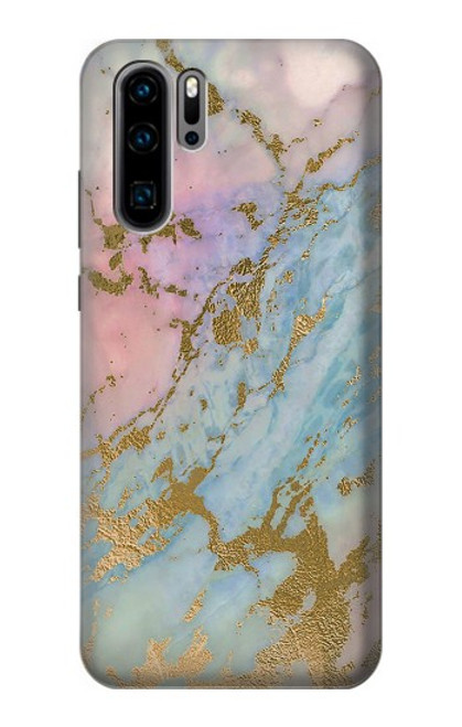 S3717 Rose Gold Blue Pastel Marble Graphic Printed Case For Huawei P30 Pro