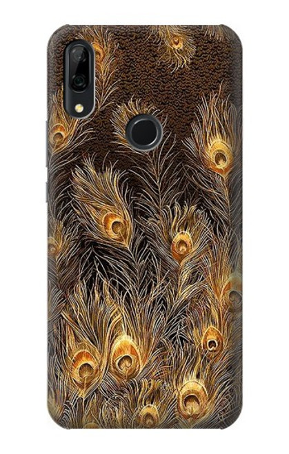 S3691 Gold Peacock Feather Case For Huawei P Smart Z, Y9 Prime 2019