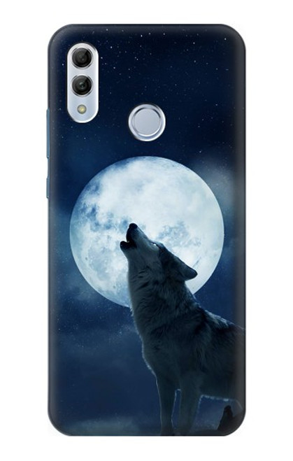 S3693 Grim White Wolf Full Moon Case For Huawei Honor 10 Lite, Huawei P Smart 2019