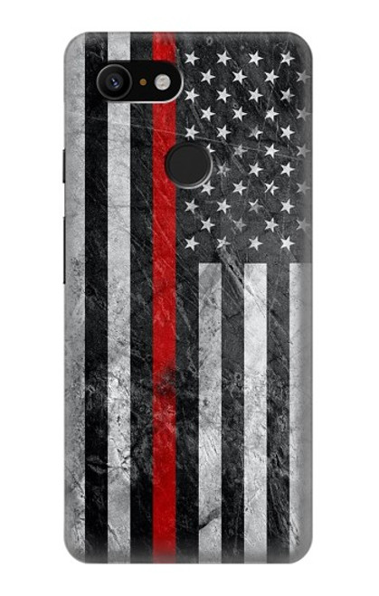 S3687 Firefighter Thin Red Line American Flag Case For Google Pixel 3