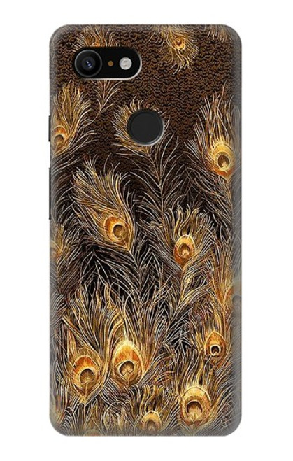 S3691 Gold Peacock Feather Case For Google Pixel 3