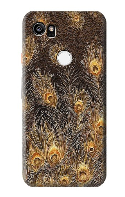 S3691 Gold Peacock Feather Case For Google Pixel 2 XL