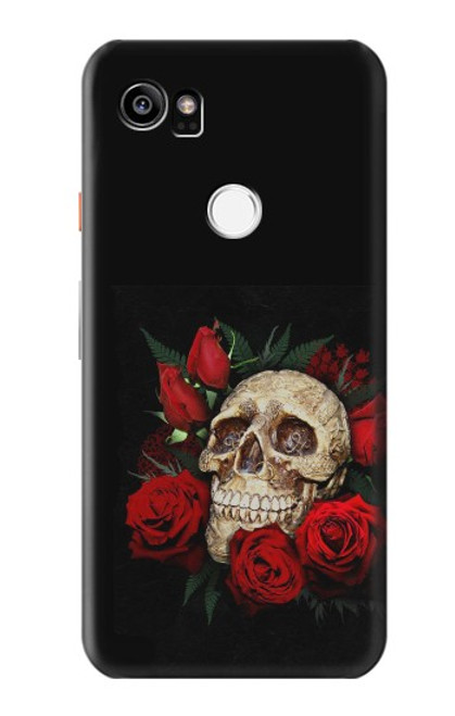 S3753 Dark Gothic Goth Skull Roses Case For Google Pixel 2 XL