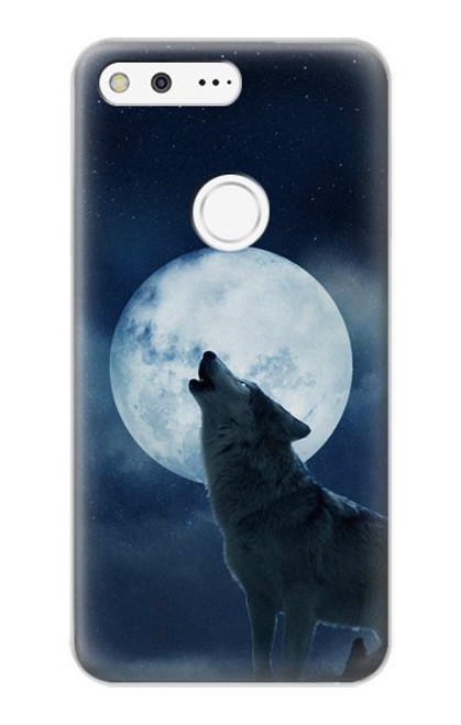 S3693 Grim White Wolf Full Moon Case For Google Pixel XL