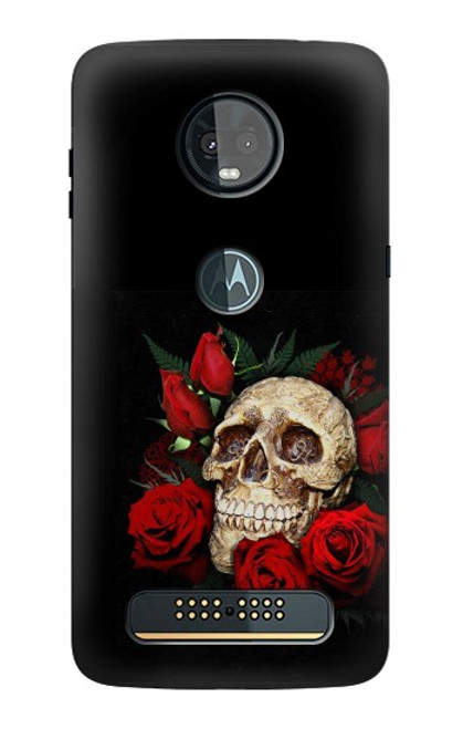 S3753 Dark Gothic Goth Skull Roses Case For Motorola Moto Z3, Z3 Play