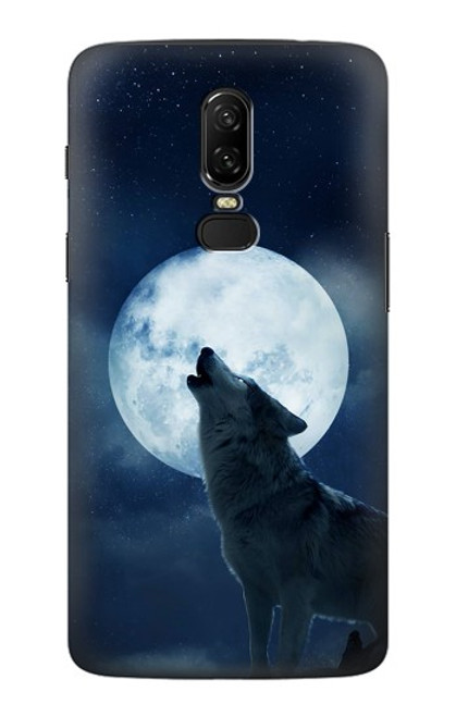 S3693 Grim White Wolf Full Moon Case For OnePlus 6
