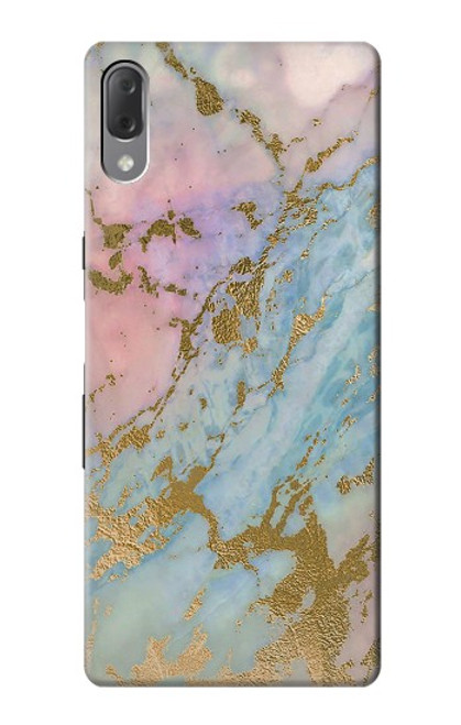 S3717 Rose Gold Blue Pastel Marble Graphic Printed Case For Sony Xperia L3