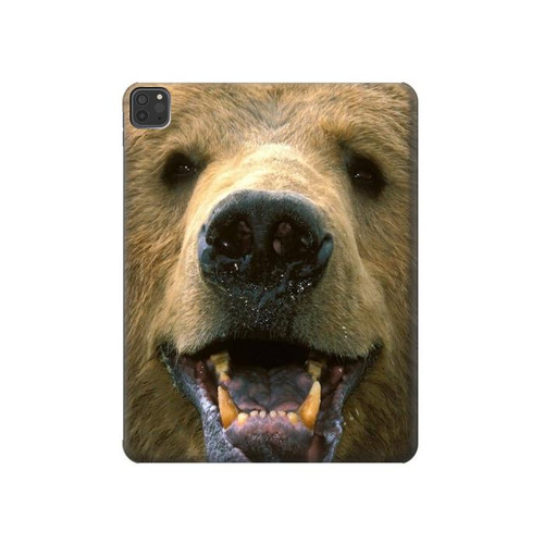 S0840 Grizzly Bear Face Hard Case For iPad Pro 11 (2021,2020,2018, 3rd, 2nd, 1st)
