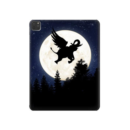 S3323 Flying Elephant Full Moon Night Hard Case For iPad Pro 11 (2021,2020,2018, 3rd, 2nd, 1st)