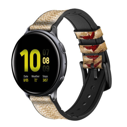 CA0005 Baseball Leather & Silicone Smart Watch Band Strap For Samsung Galaxy Watch, Gear, Active