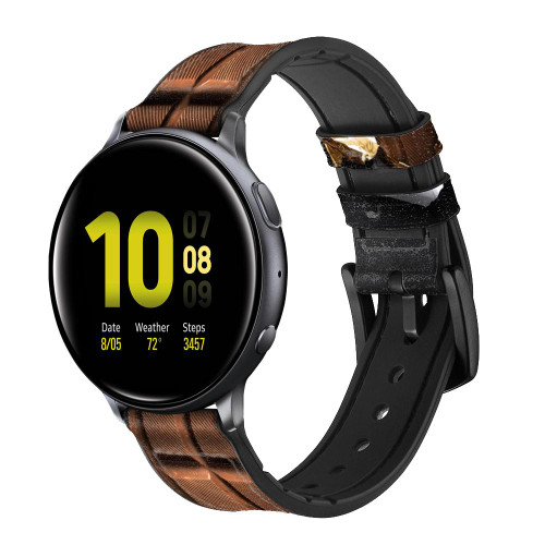 CA0033 Chocolate Tasty Leather & Silicone Smart Watch Band Strap For Samsung Galaxy Watch, Gear, Active