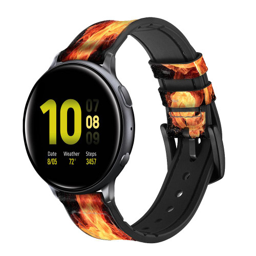 CA0057 Music Note Burn Leather & Silicone Smart Watch Band Strap For Samsung Galaxy Watch, Gear, Active