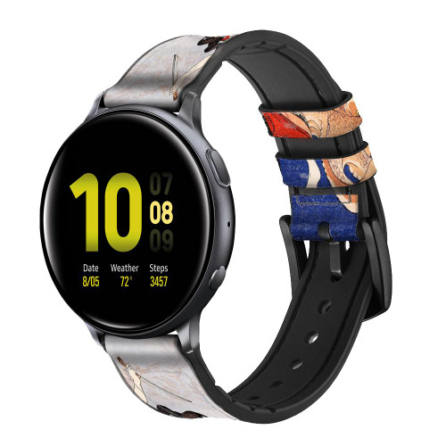 CA0347 Japan Art Utagawa Kuniyoshi Tamatori Leather & Silicone Smart Watch Band Strap For Samsung Galaxy Watch, Gear, Active