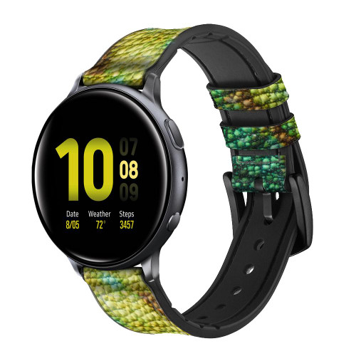CA0562 Lizard Skin Graphic Printed Leather & Silicone Smart Watch Band Strap For Samsung Galaxy Watch, Gear, Active