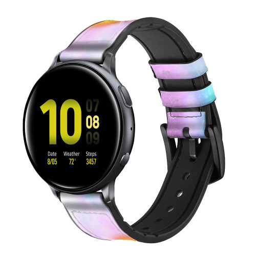CA0565 Rainbow Unicorn Pastel Sky Leather & Silicone Smart Watch Band Strap For Samsung Galaxy Watch, Gear, Active
