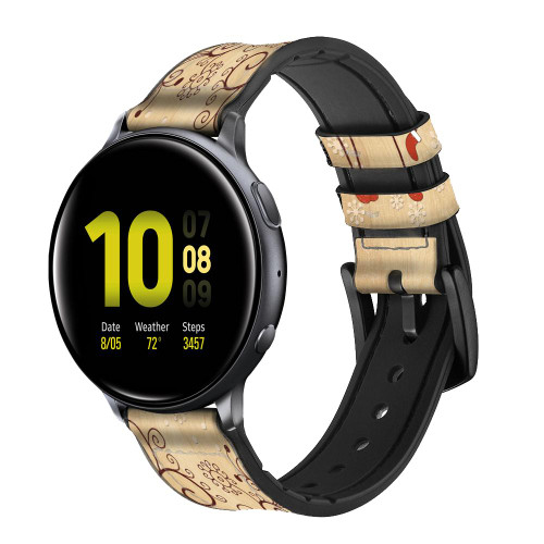CA0569 Wooden Raindeer Graphic Printed Leather & Silicone Smart Watch Band Strap For Samsung Galaxy Watch, Gear, Active