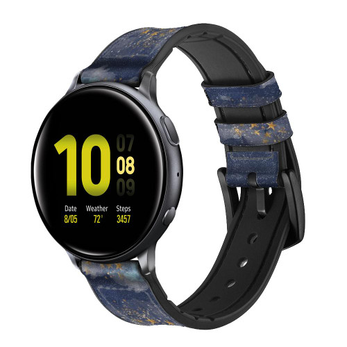 CA0674 Gold Star Sky Leather & Silicone Smart Watch Band Strap For Samsung Galaxy Watch, Gear, Active
