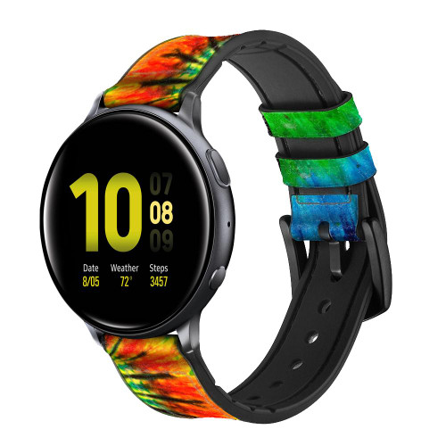 CA0723 Tie Dye Leather & Silicone Smart Watch Band Strap For Samsung Galaxy Watch, Gear, Active