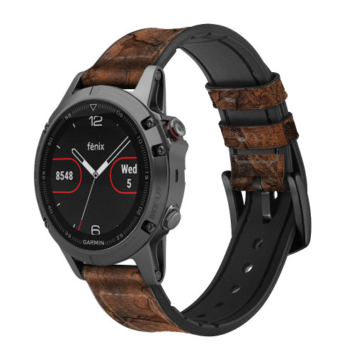 CA0708 Fish Tattoo Leather Graphic Print Leather & Silicone Smart Watch Band Strap For Garmin Smartwatch