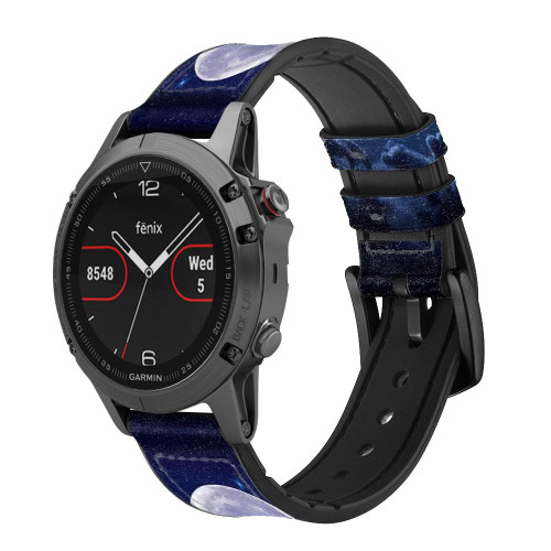 CA0799 Xmas Santa Moon Leather & Silicone Smart Watch Band Strap For Garmin Smartwatch