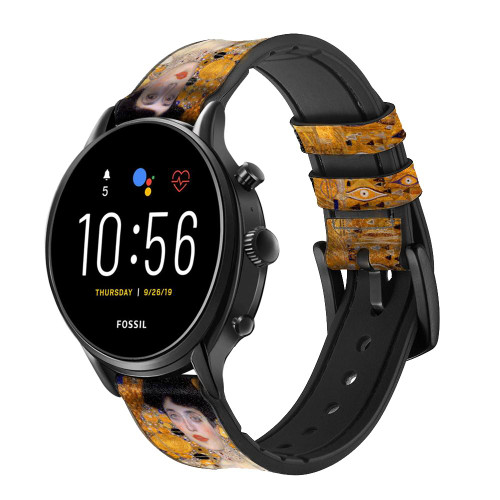 CA0660 Gustav Klimt Adele Bloch Bauer Leather & Silicone Smart Watch Band Strap For Fossil Smartwatch