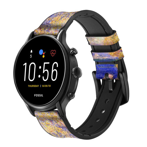 CA0665 Claude Monet Antibes Seen from the Salis Gardens Leather & Silicone Smart Watch Band Strap For Fossil Smartwatch