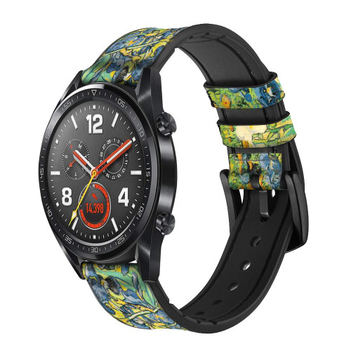 CA0019 Van Gogh Irises Leather & Silicone Smart Watch Band Strap For Wristwatch Smartwatch