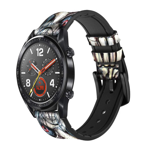 CA0023 Skull Pentagram Leather & Silicone Smart Watch Band Strap For Wristwatch Smartwatch