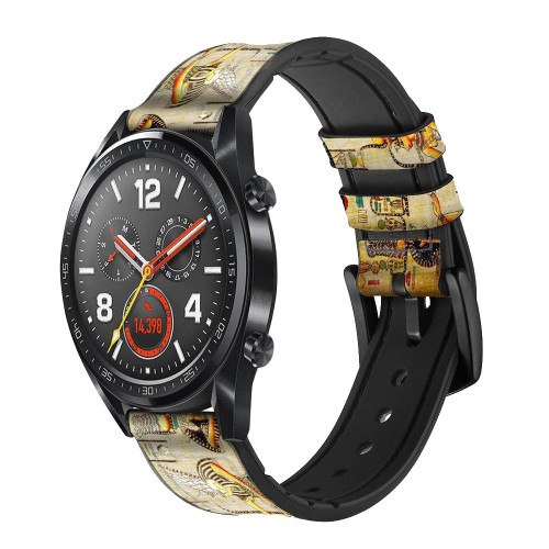 CA0034 Egypt Wall Art Leather & Silicone Smart Watch Band Strap For Wristwatch Smartwatch