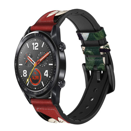 CA0348 Japan Art Toyohara Kunichika Leather & Silicone Smart Watch Band Strap For Wristwatch Smartwatch