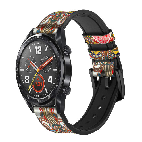 CA0647 Heart Pattern Line Art Leather & Silicone Smart Watch Band Strap For Wristwatch Smartwatch